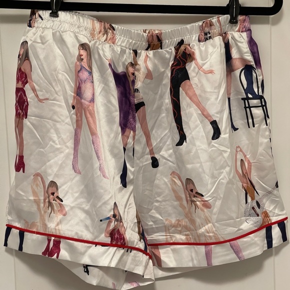 Taylor Swift Satin Pajama Shorts Swiftie Inspired Sleepover Girlycore Medium - Picture 4 of 11